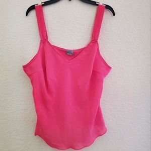 Laura Scott Flowy Semi-Sheer Hot Pink Top Size Lp